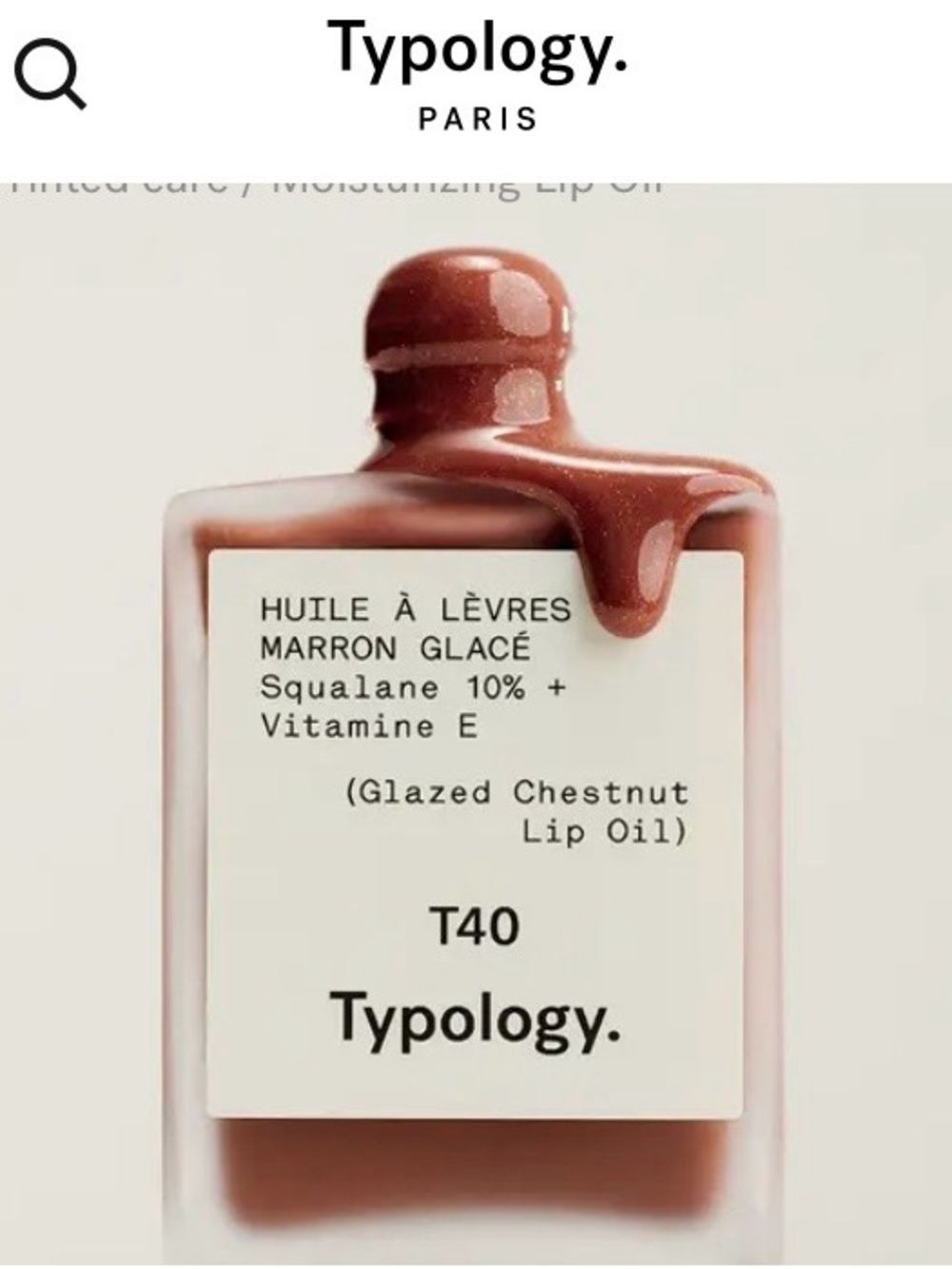 Glazed chestnut lip oil by Typology NWoB